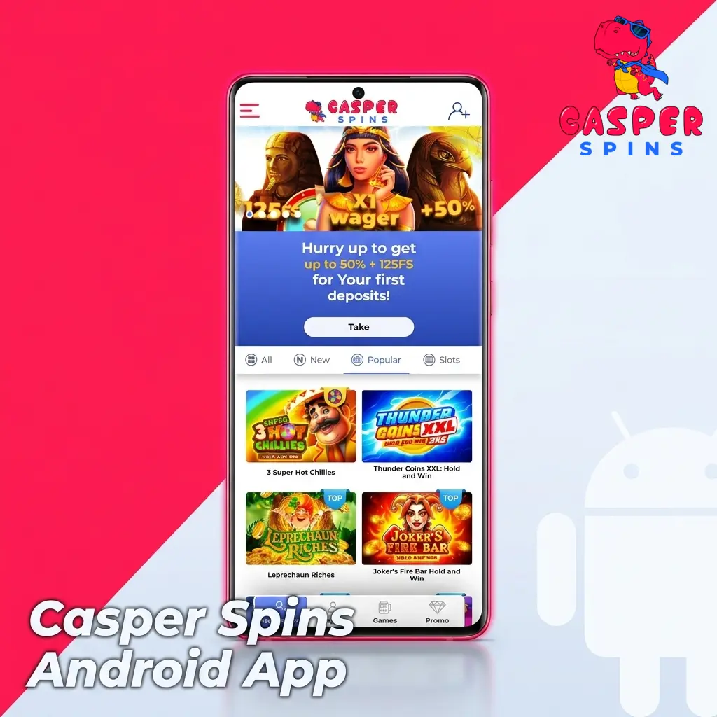 Casper Spins Android app APK download and installation guide for devices running Android 5.0 or higher
