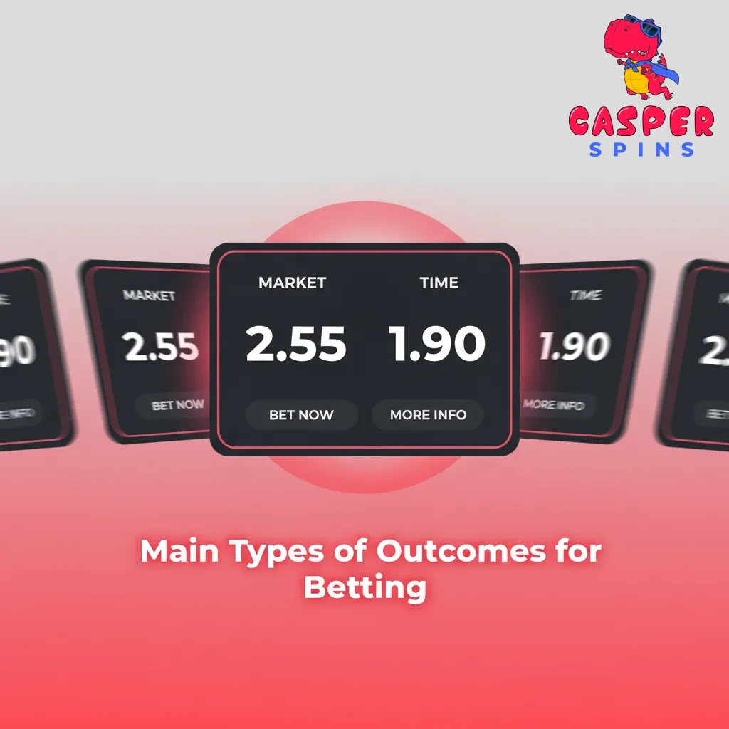 Infographic summarizing main betting outcome markets: 1X2, Draw No Bet, Double Chance, Over/Under, BTTS.
