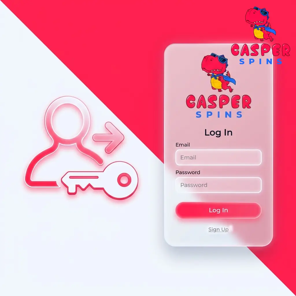 Casper Spins login page showing sign-in panel with email and password fields for UK players