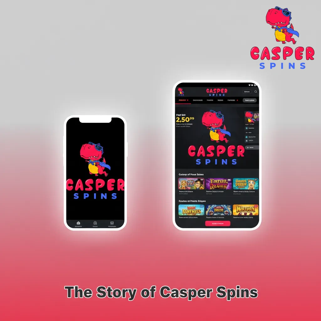 Casper Spins timeline graphic with UKGC license info and sports/casino icons for fair odds, audits, and bonuses