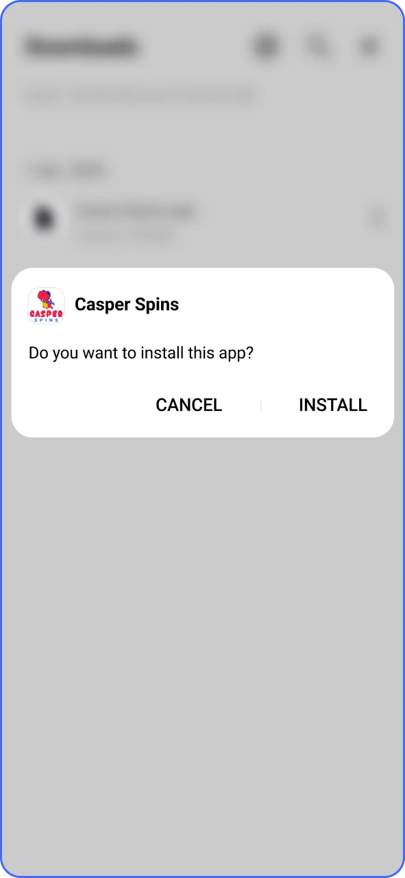 Confirm Casper Spins Android download in the pop-up window.