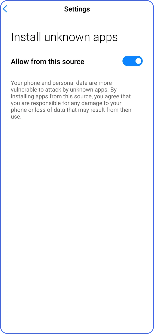 Allow Casper Spins Android install from unknown sources.