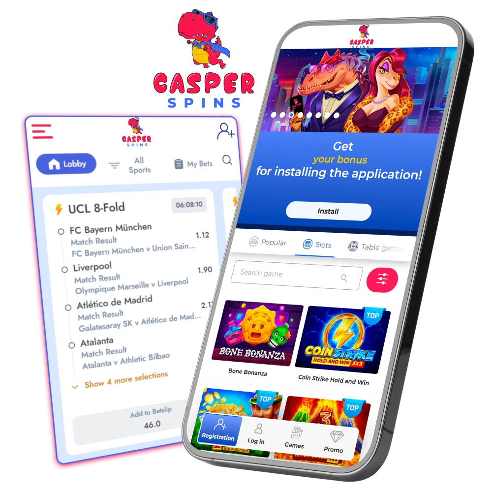 Download Casper Spins app for Android and iOS to start playing.