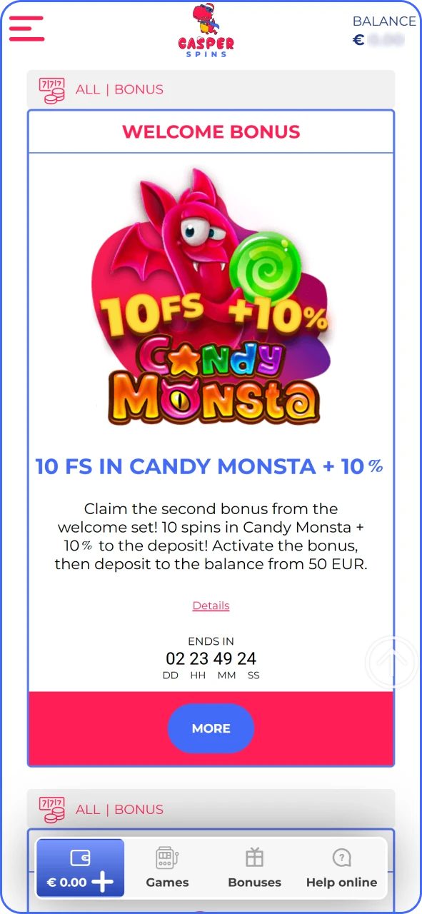 If the promotion requires a code, enter it exactly as provided during your deposit or in the promotion section.