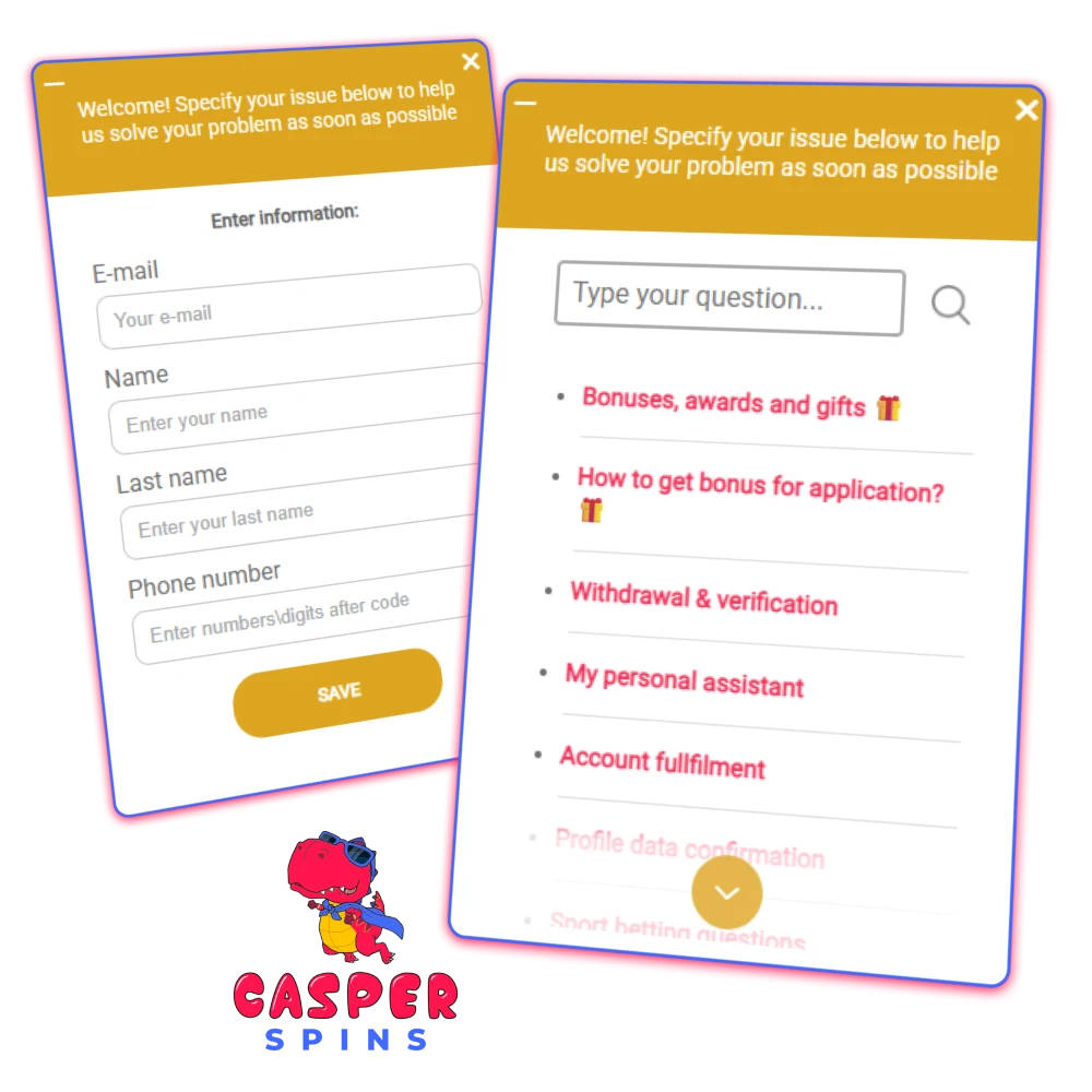 Contact Casper Spins United Kingdom support for help and quick service.